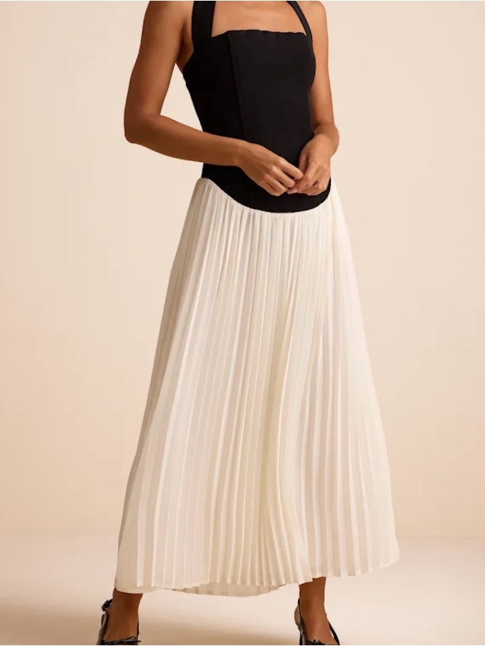 Lulu’s Cream and Black Elegant Dress